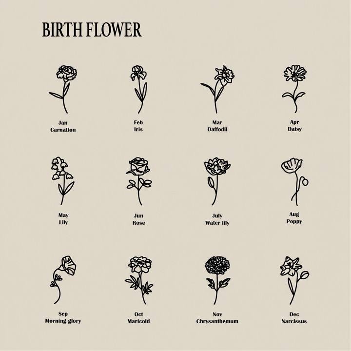 Selenichast Personalized Birth Flower Bracelet with 12 Monthly Flower Options