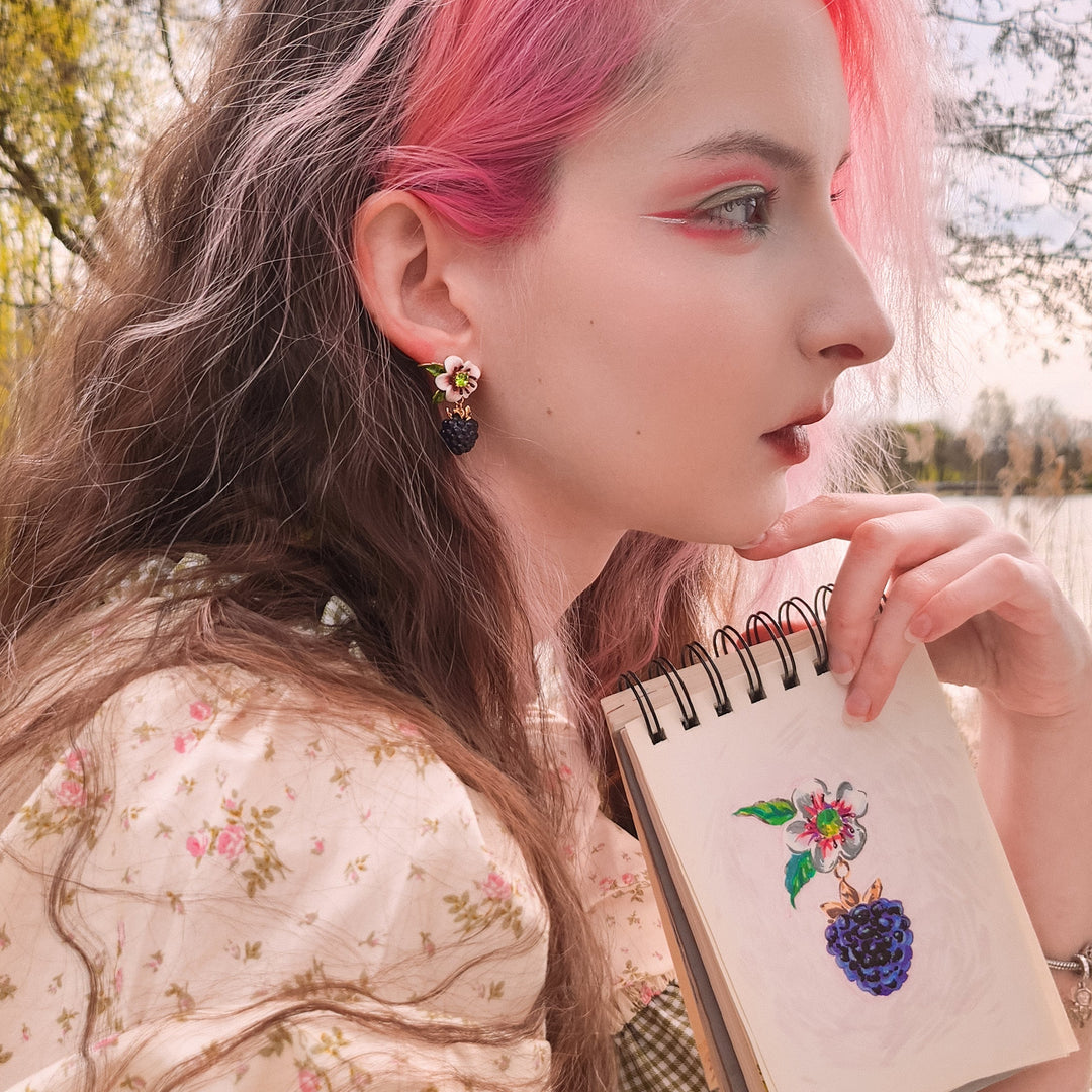 Selenichast Blackberry Flower Earrings