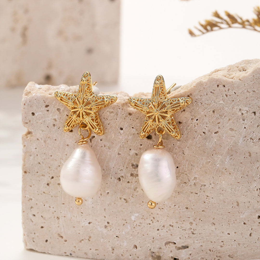 Starfish Pearl Earrings