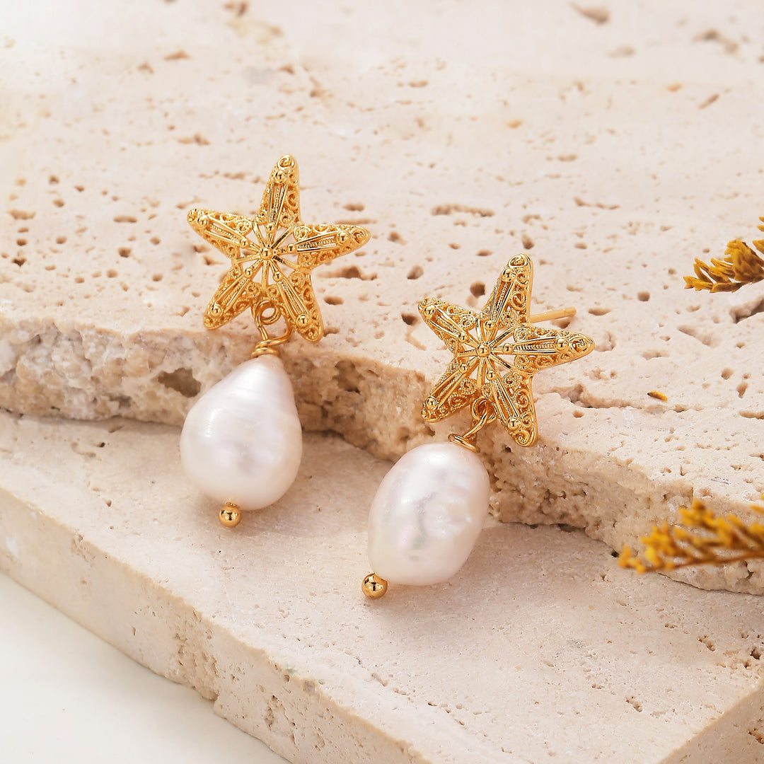 Starfish Pearl Earrings