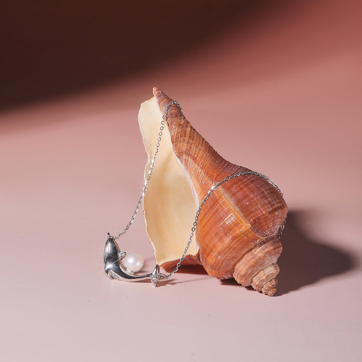 Dolphin Pearl Pendant Necklace