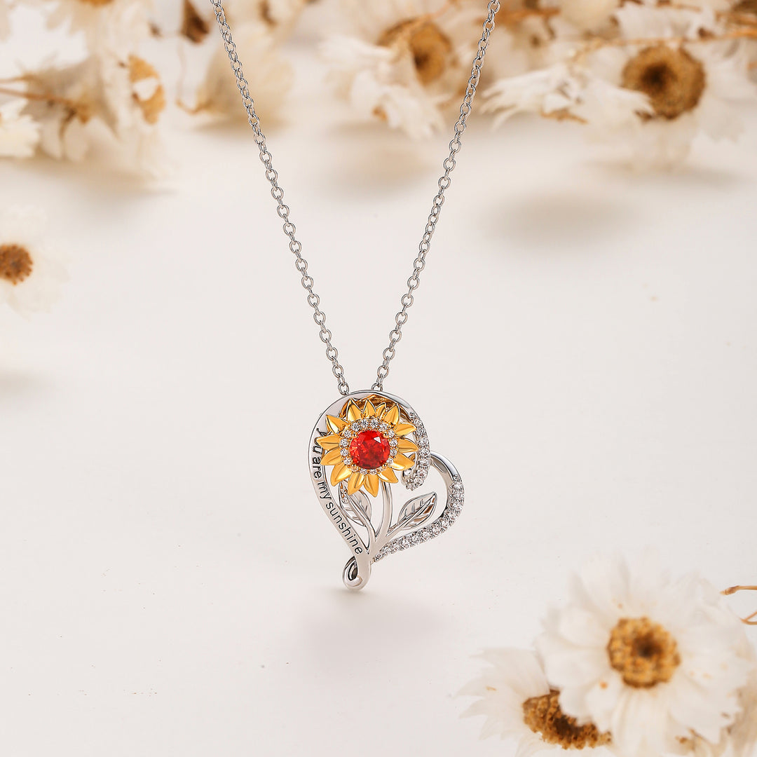 Sunflower Heart Pendant Necklace