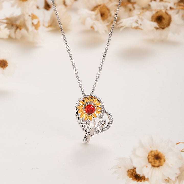 Sunflower Heart Pendant Necklace