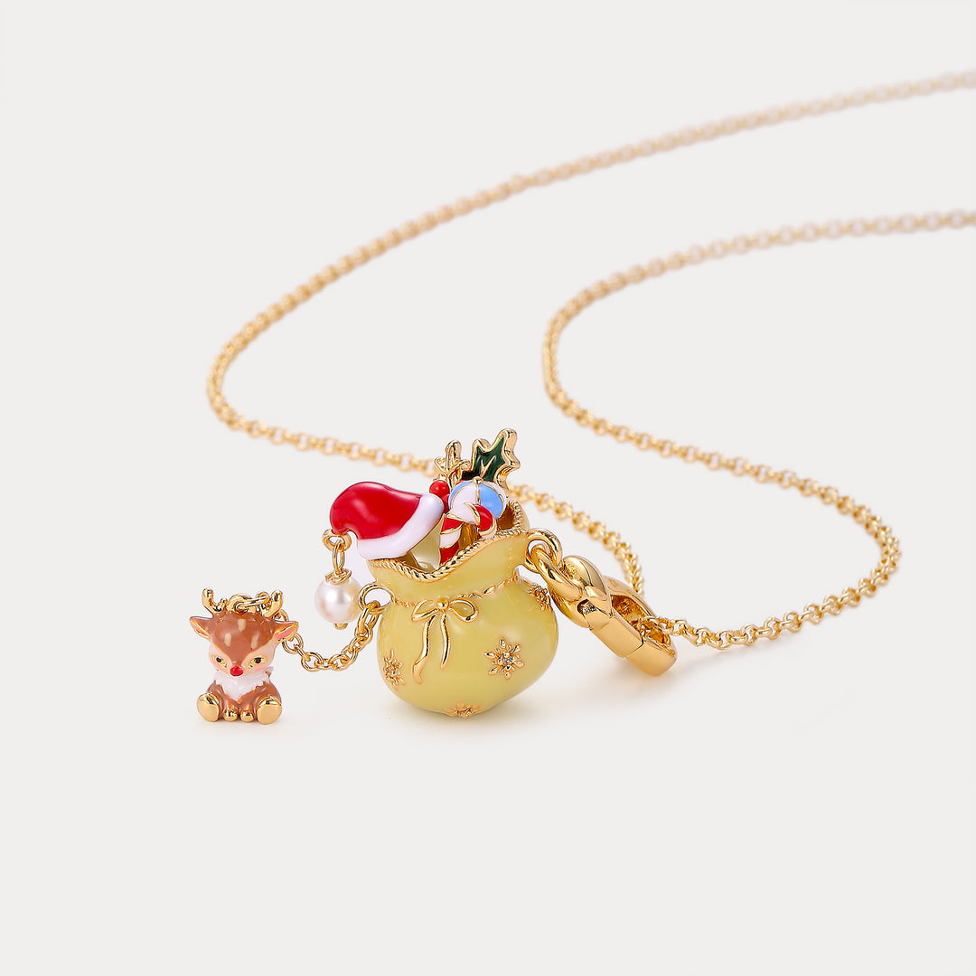 Christmas Reindeer Gift Bag Necklace