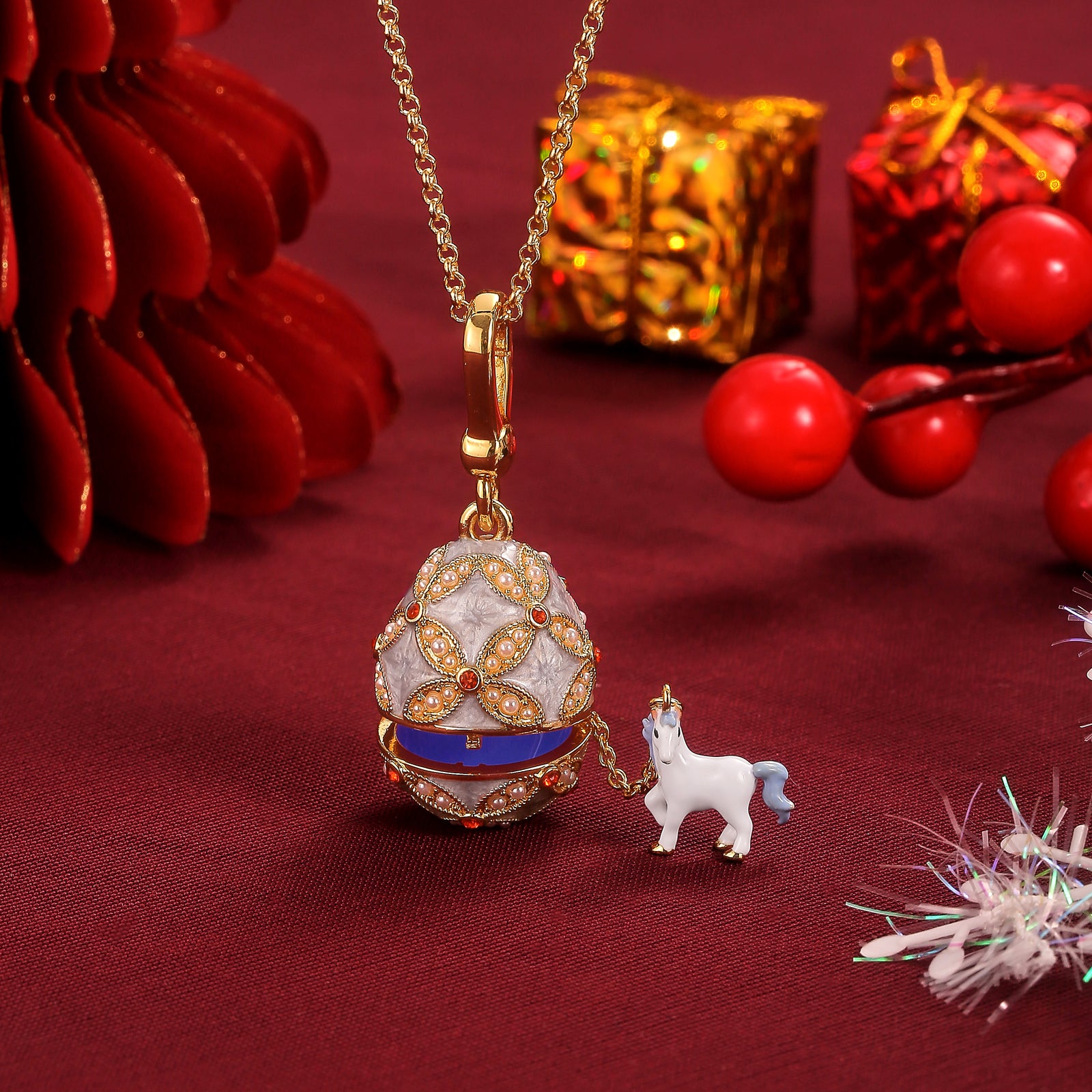 Horse Egg Locket Necklace Gift