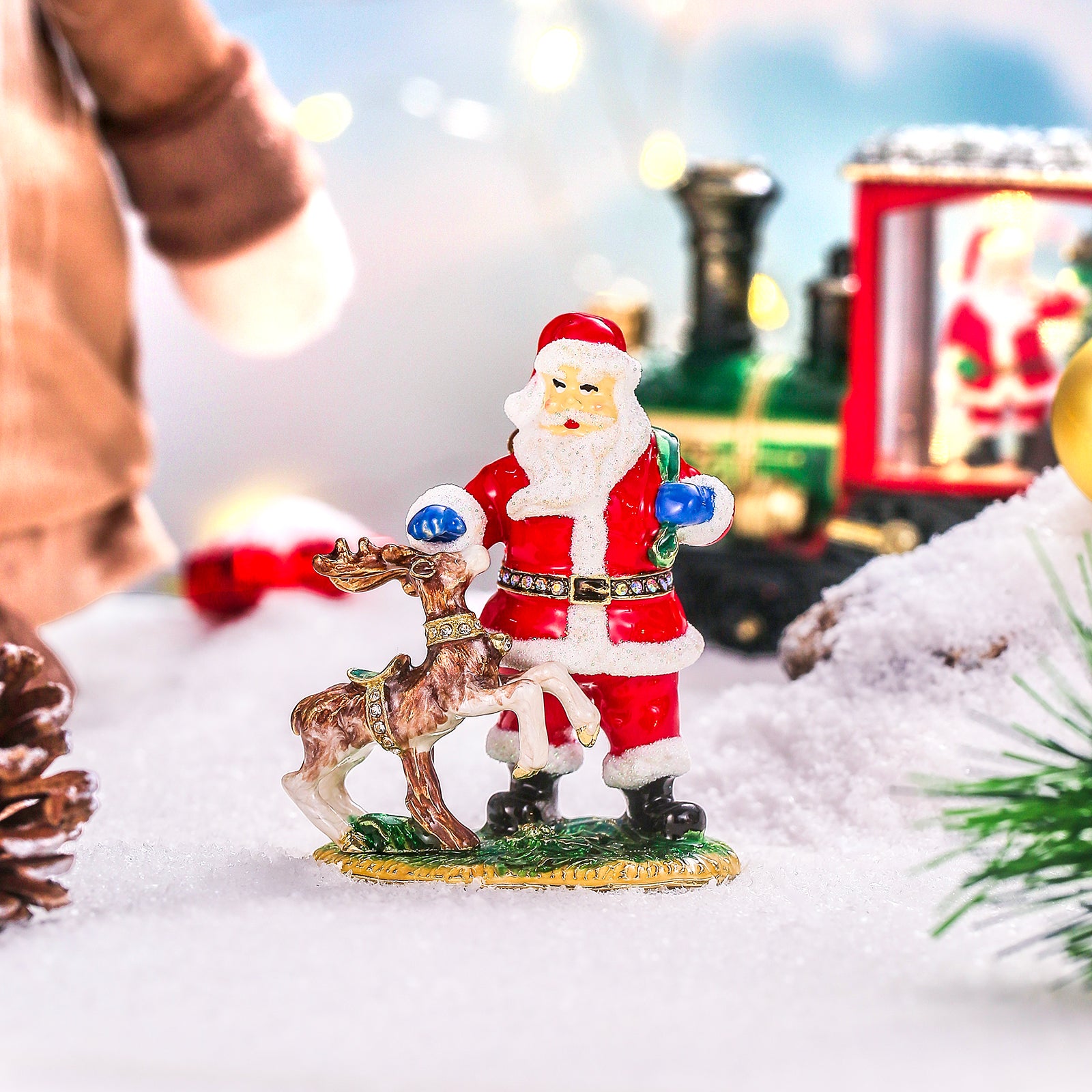 Christmas Santa Reindeer Trinket Box