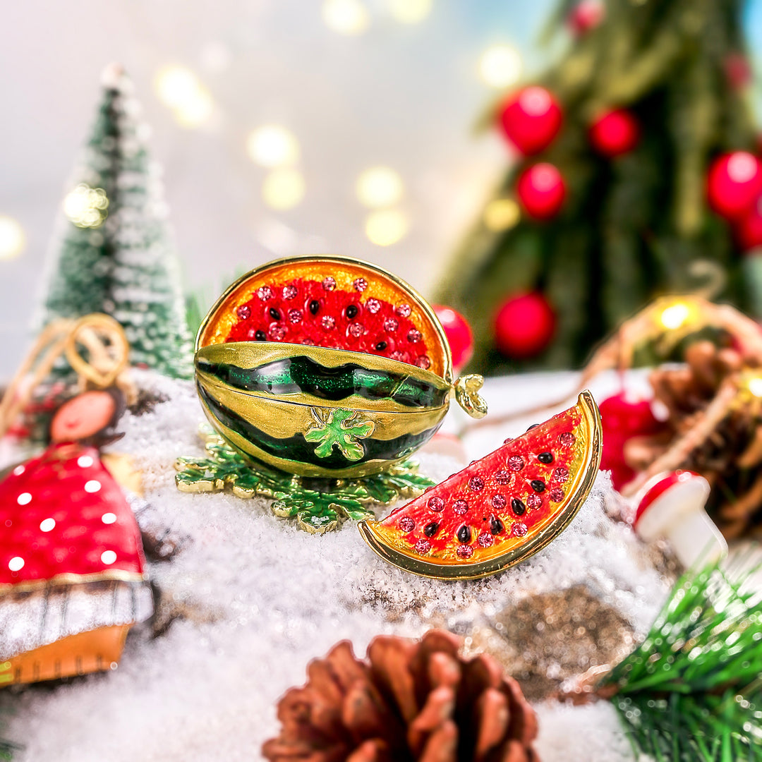 Christmas Enamel Watermelon Trinket Box