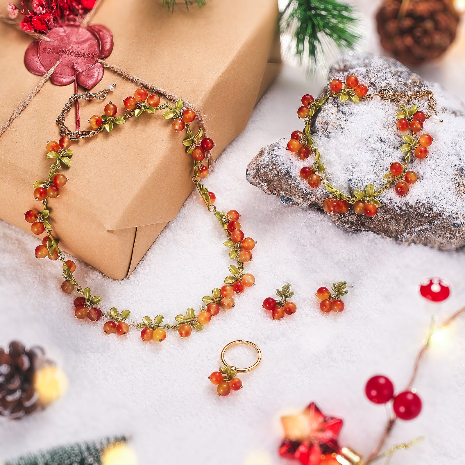 Selenichast Berry Jewelry Set with Gift Wrapping