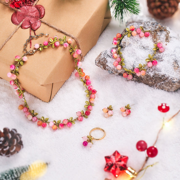 Pink Berry Jewelry Set with Gift Wrapping