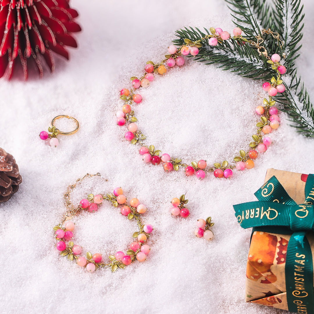 Pink Berry Jewelry Set with Gift Wrapping