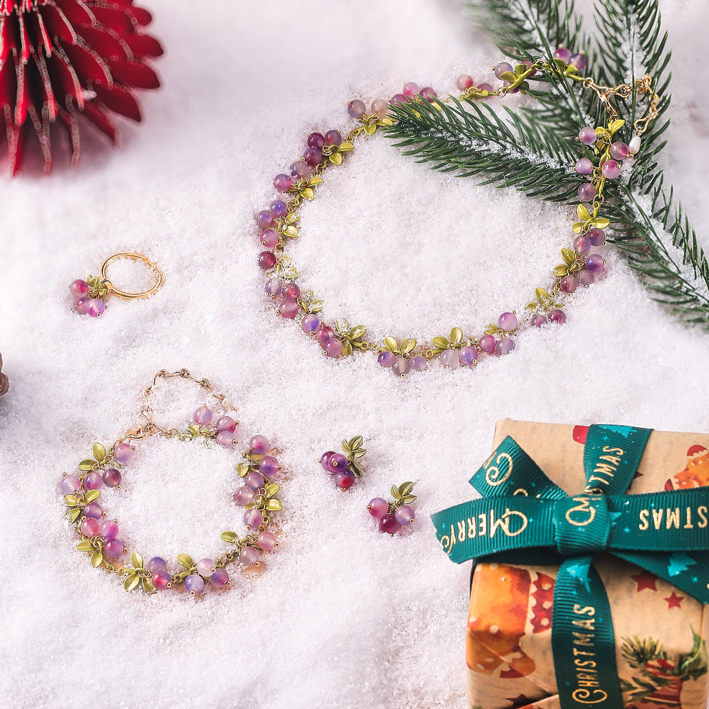 Purple Berry Jewelry Set with Gift Wrapping