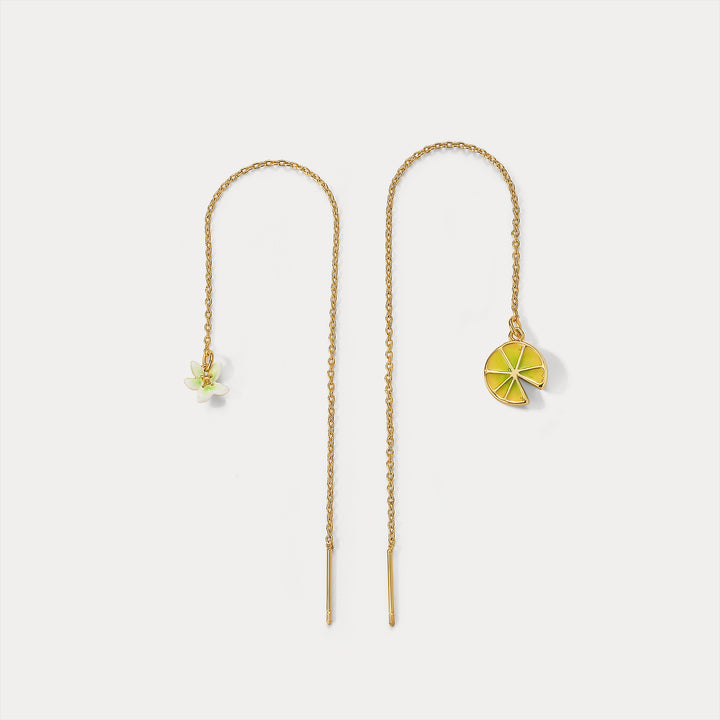 Lemon Flower Threader Earrings
