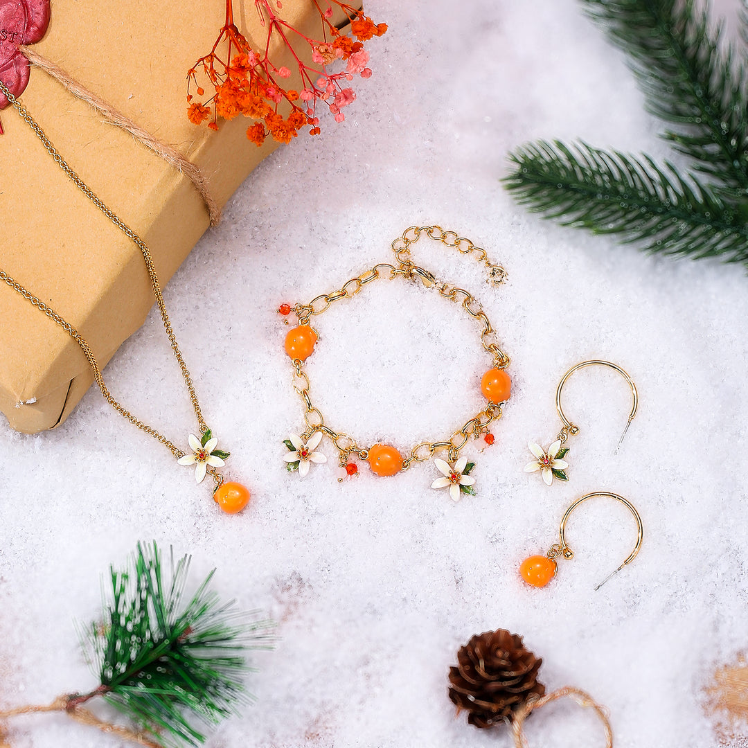 Selenichast Orange Blossom Jewelry Set with Gift Wrapping