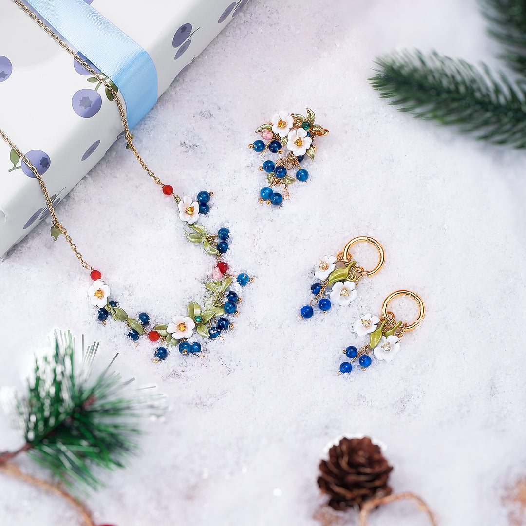 Selenichast Blueberry Flower Jewelry Set with Gift Wrapping