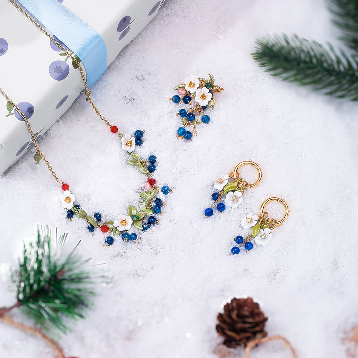 Selenichast Blueberry Flower Jewelry Set with Gift Wrapping