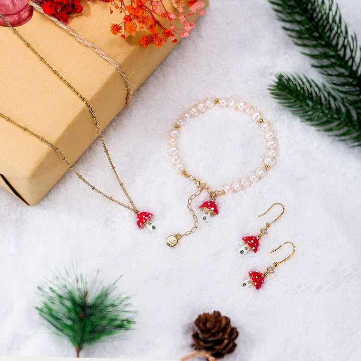Mushroom Jewelry Set with Gift Wrapping