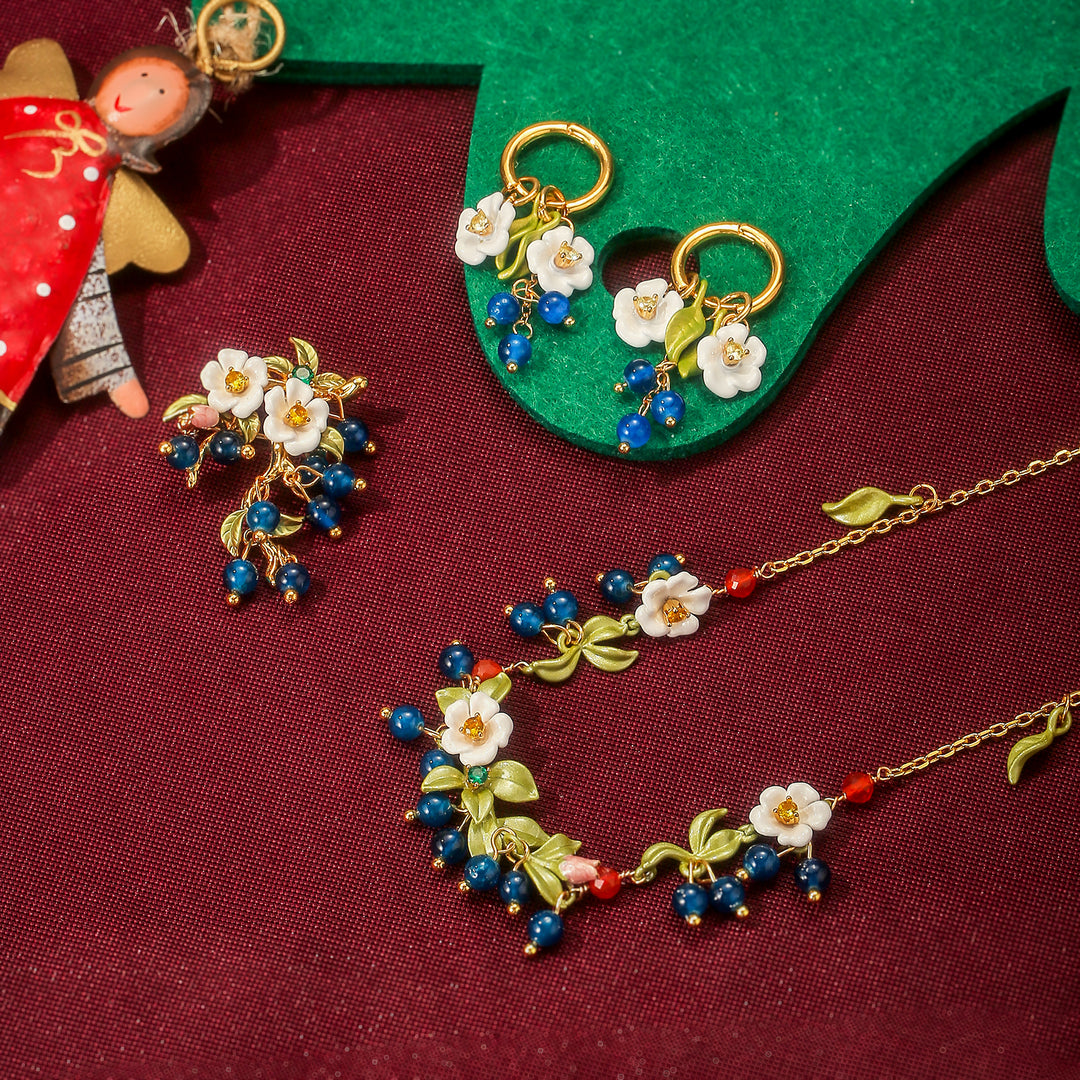 Blueberry Flower Jewelry Set with Gift Wrapping