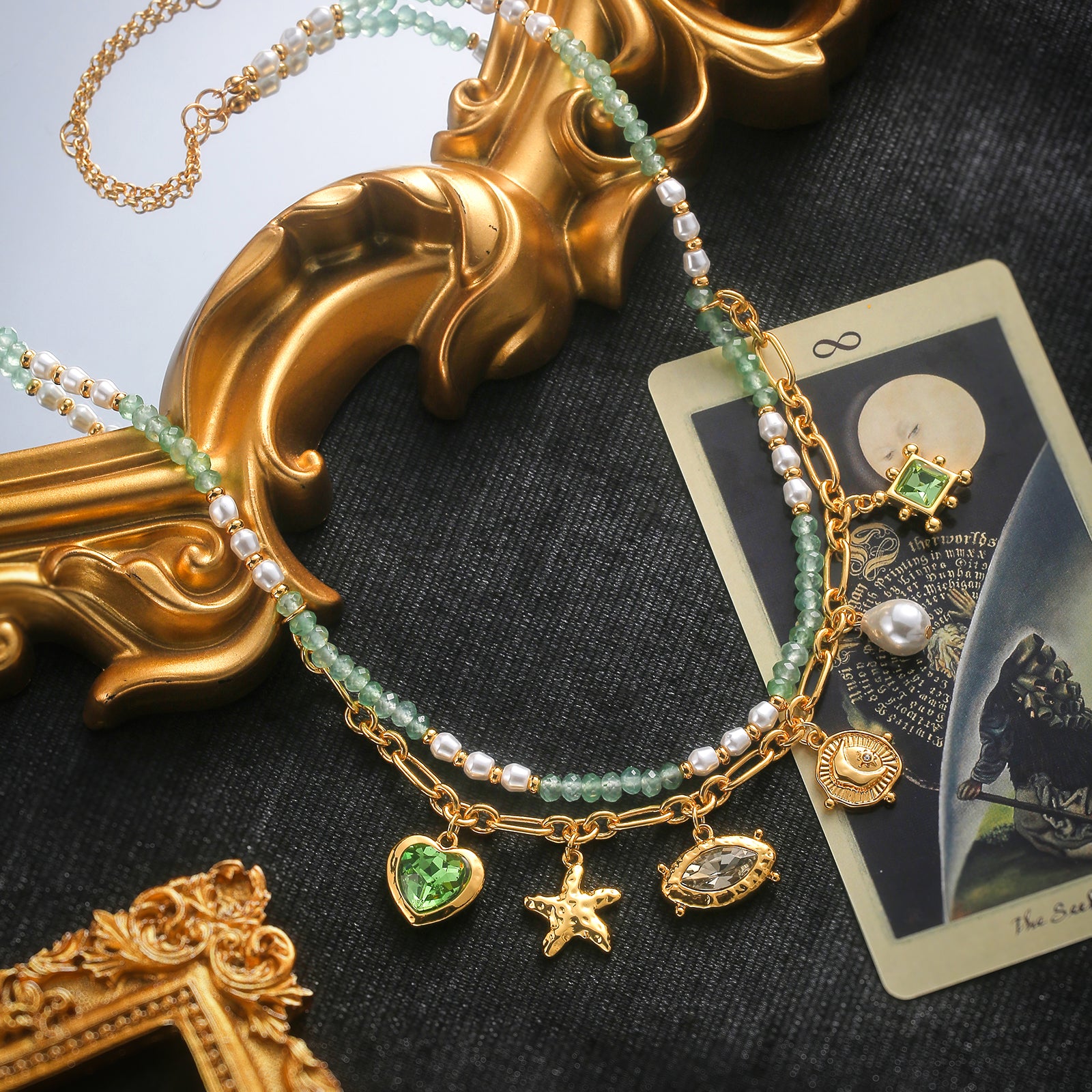 Vintage Charm Bead Necklace