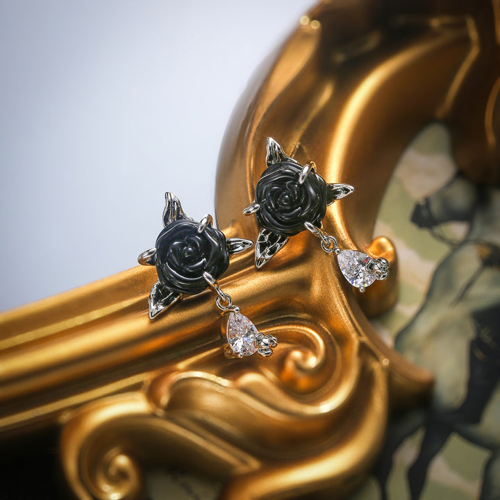 Black Rose Earrings Gift