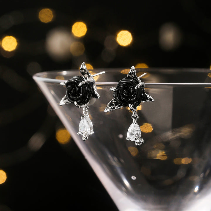 Black Rose Earrings Gift For Her