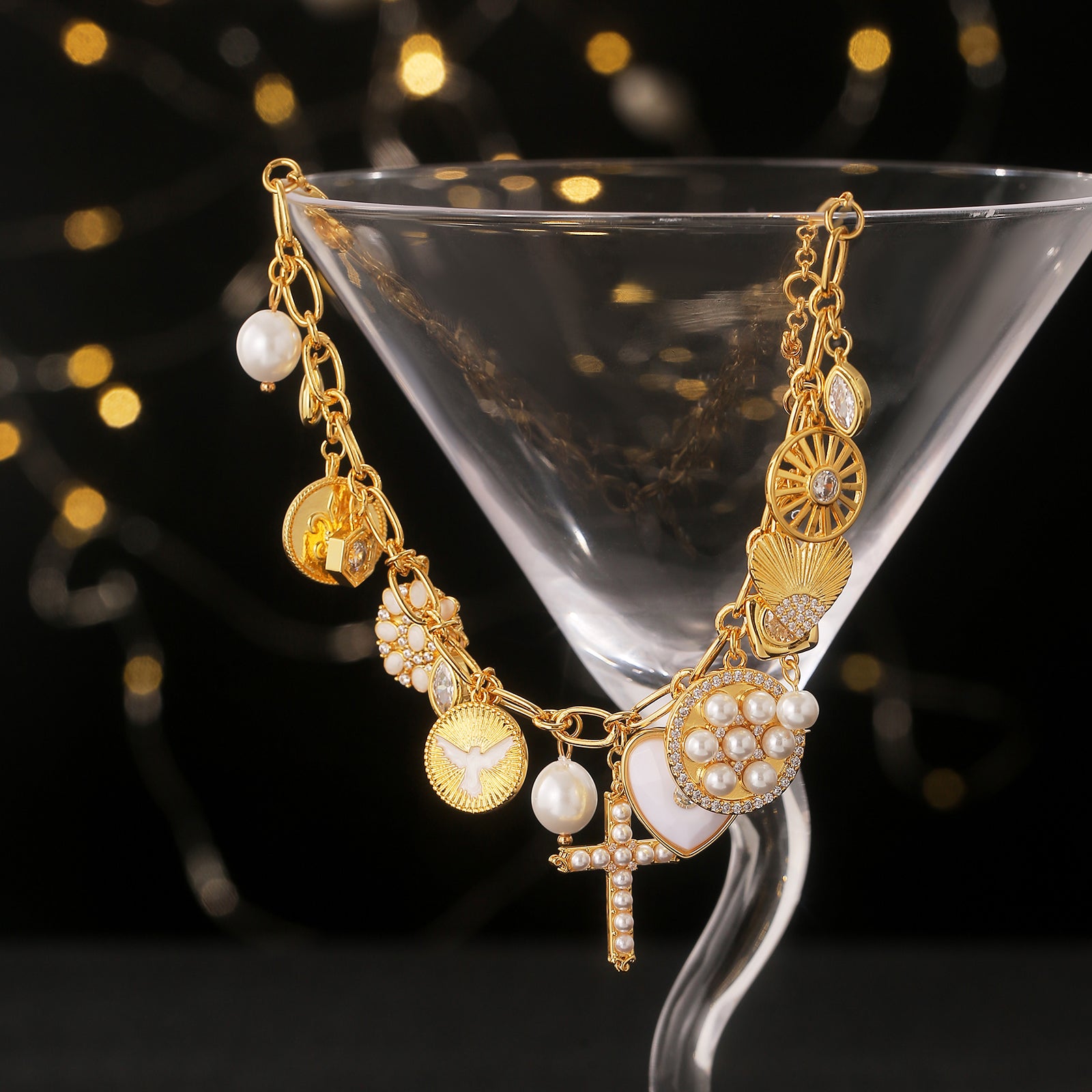 Vintage Cross Charm Bracelet