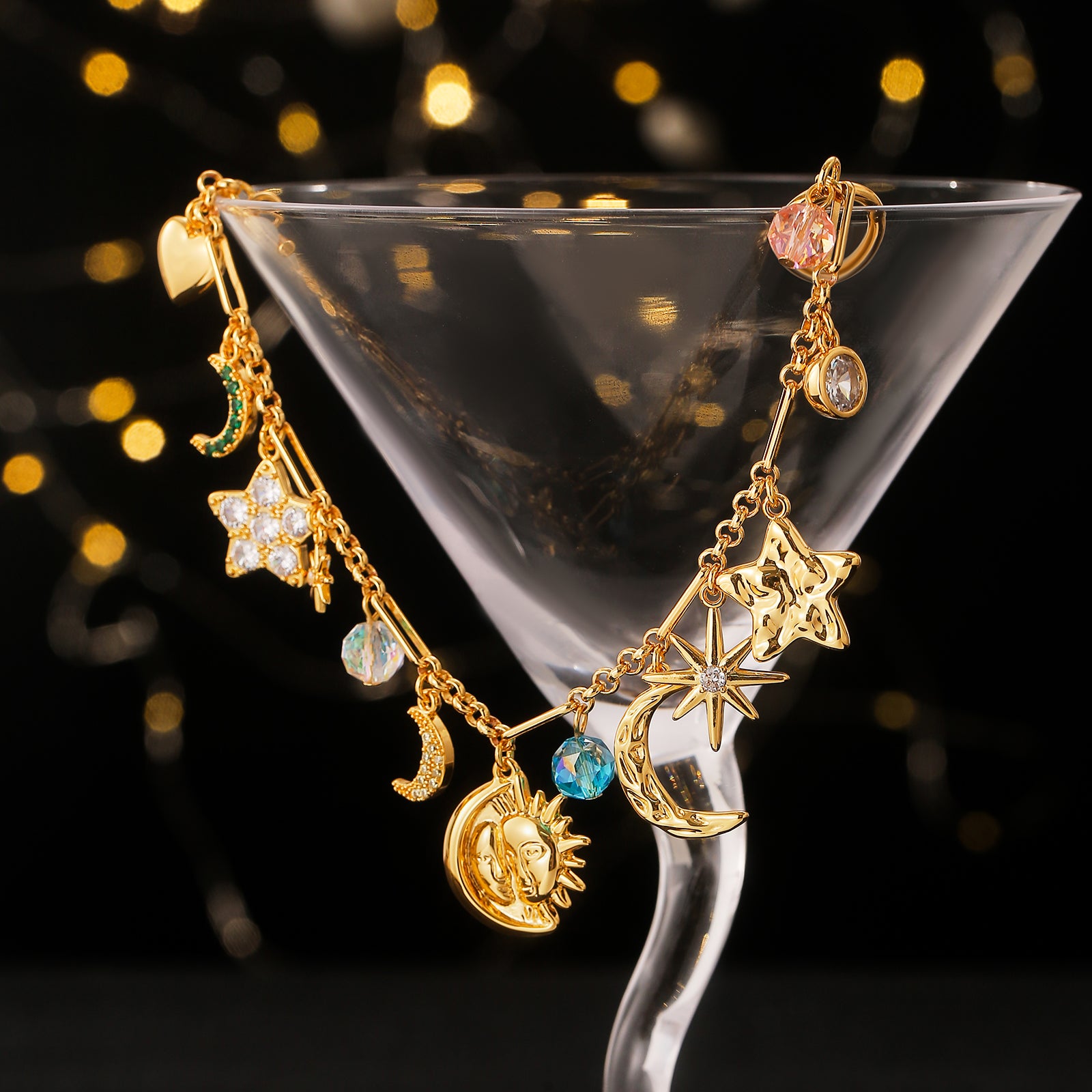 Collar de encanto de la estrella de la luna