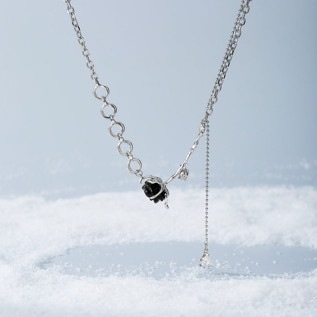 Black Rose Necklace Gift For Women