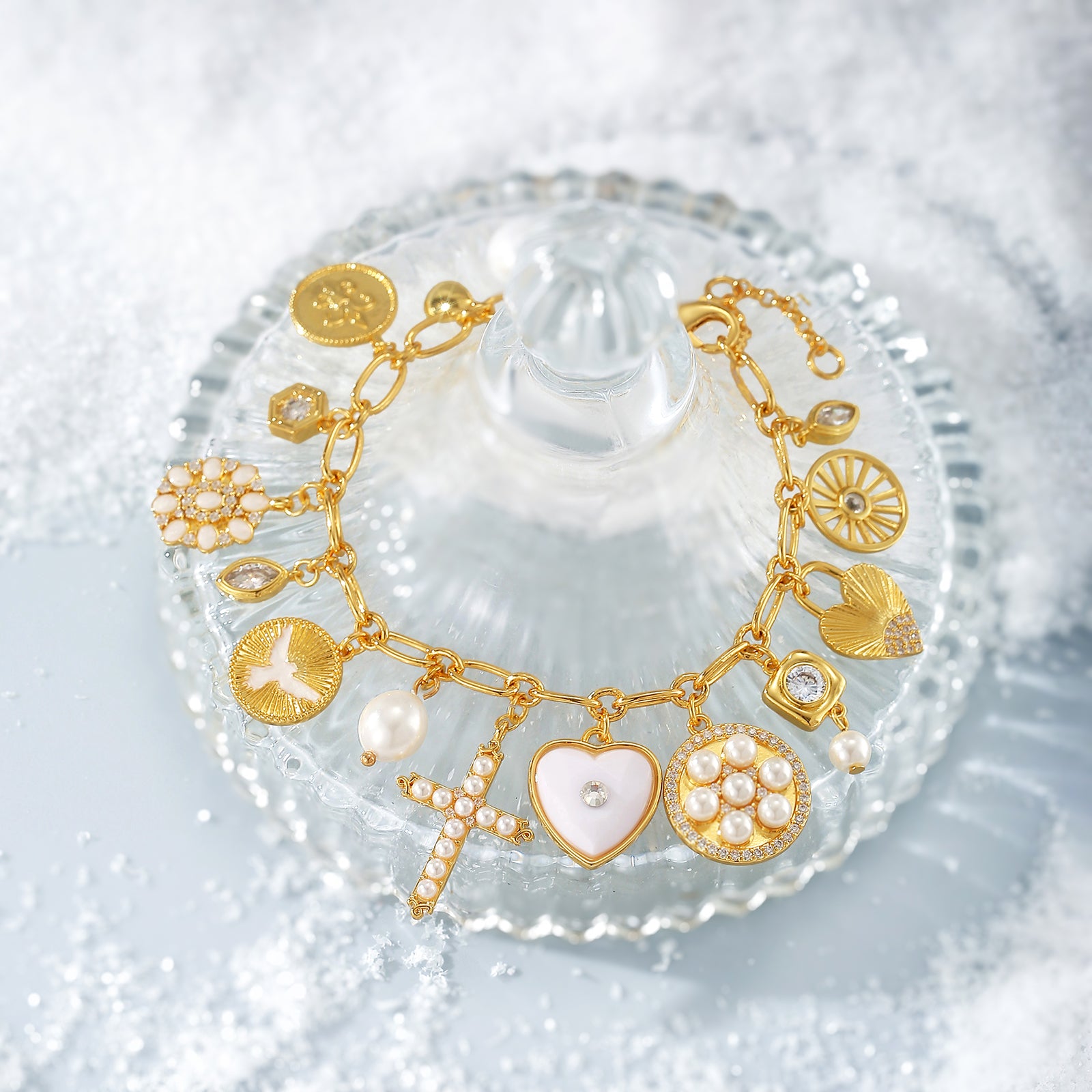 Vintage Cross Charm Bracelet