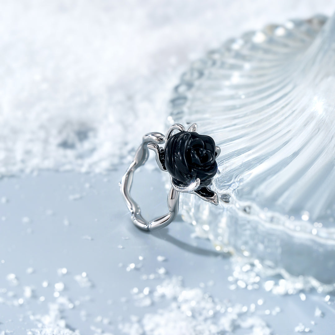 Black Rose Ring Gift For Women