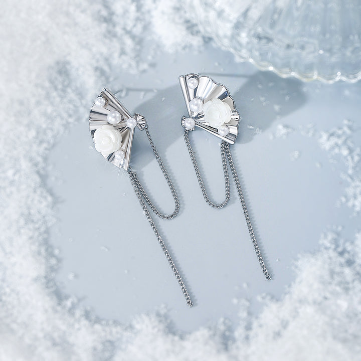 Folding Fan Dangle Earrings Gift