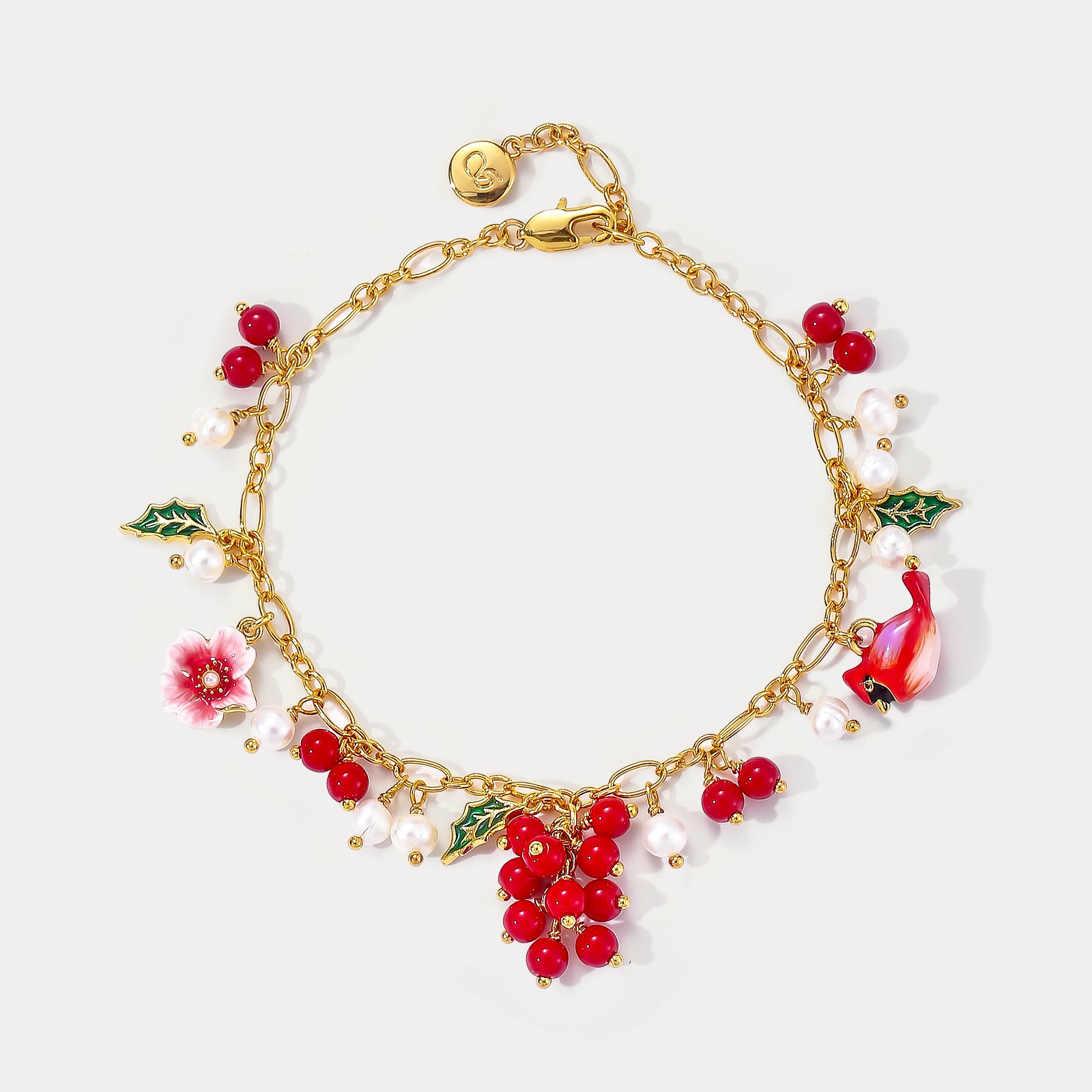 Selenichast Cranberry & Cardinals Charm Bracelet