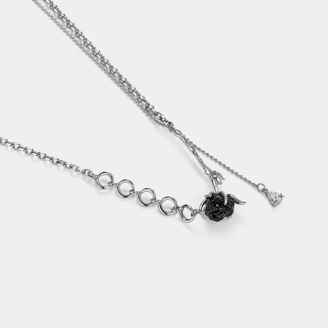 Black Rose Necklace Gift
