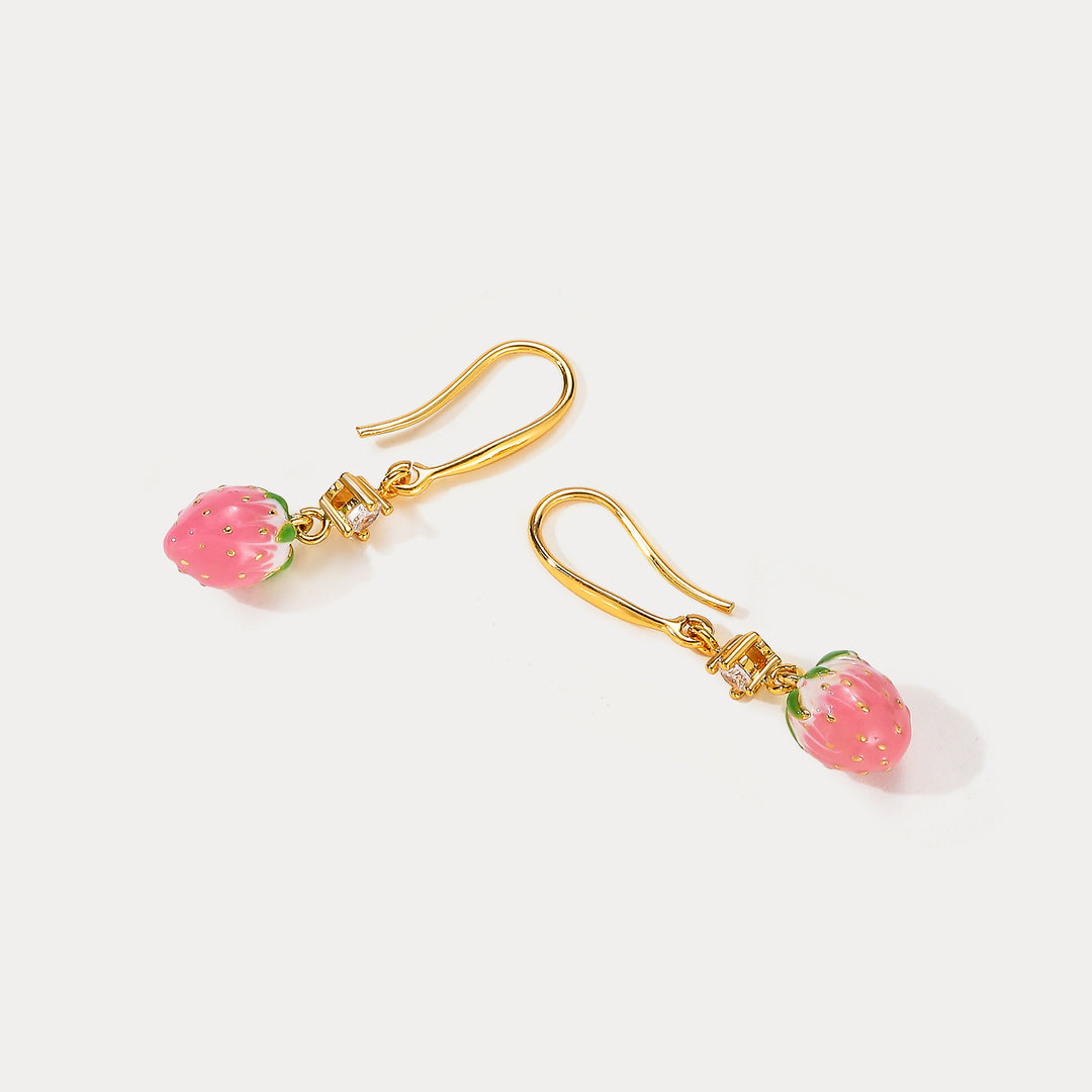Strawberry Dangling Earrings Gift 