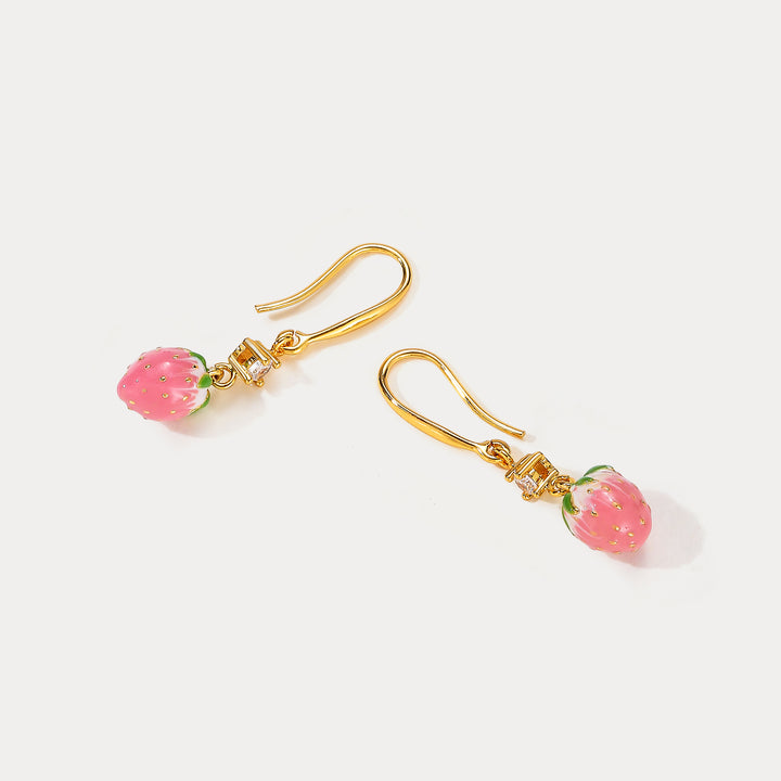 Strawberry Dangling Earrings Gift 