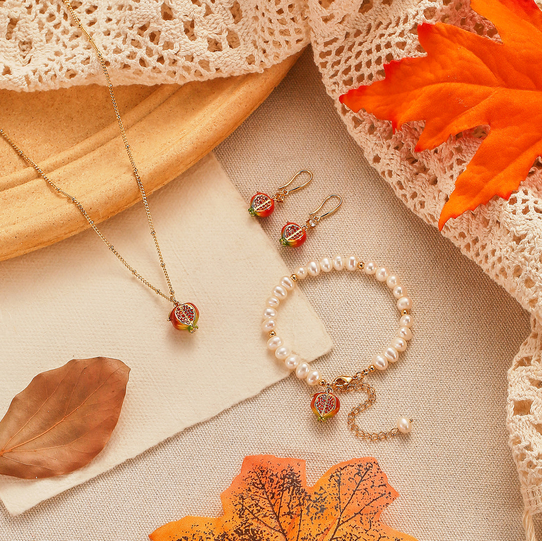 Pomegranate Jewelry Set with Gift Wrapping