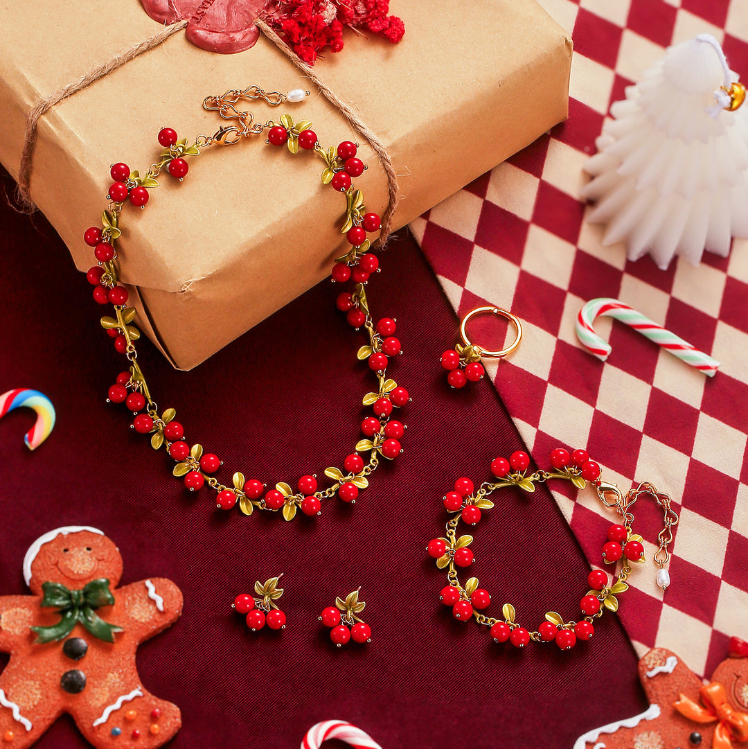 Selenichast Cranberry Jewelry Set with Gift Wrapping