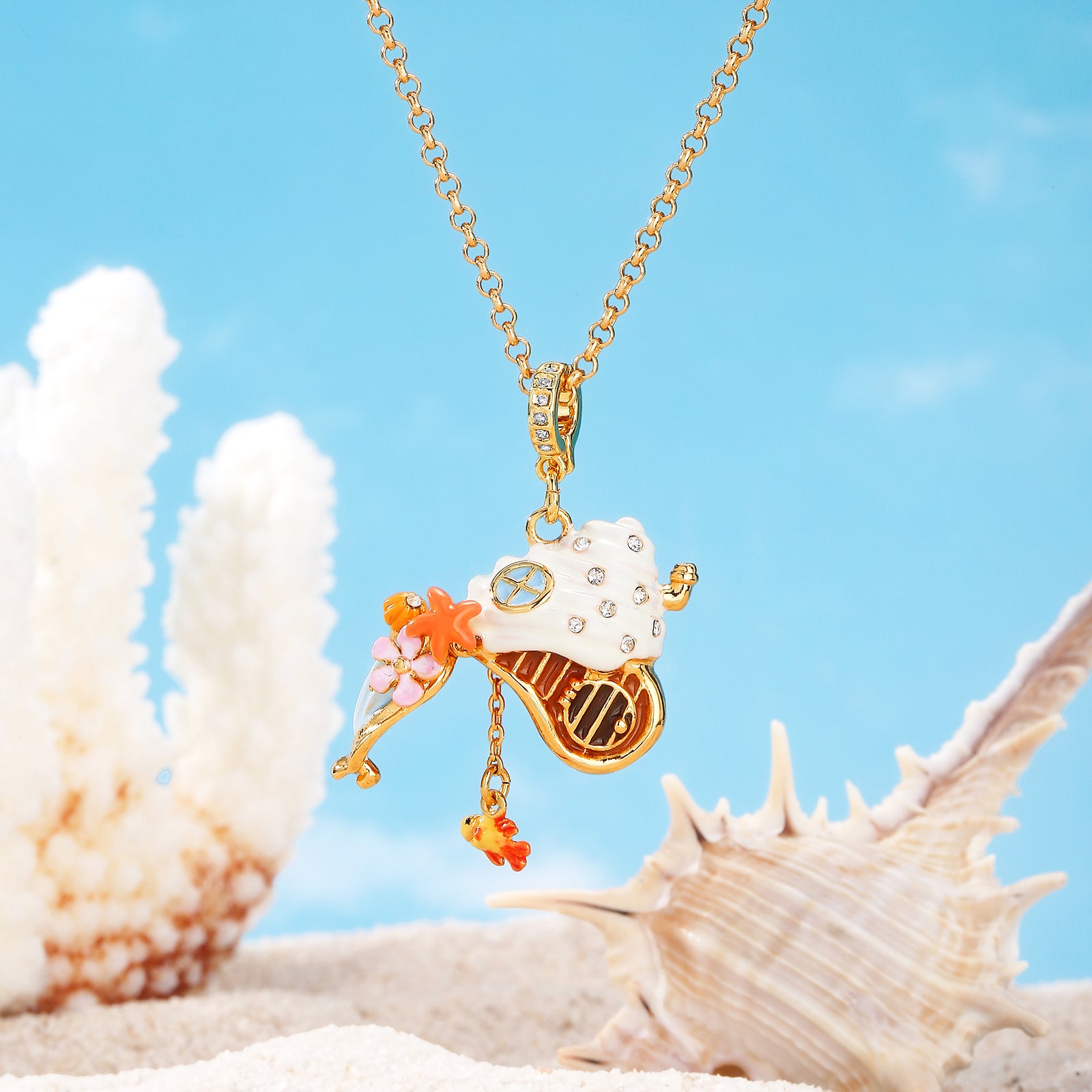 Seashell House Locket Necklace