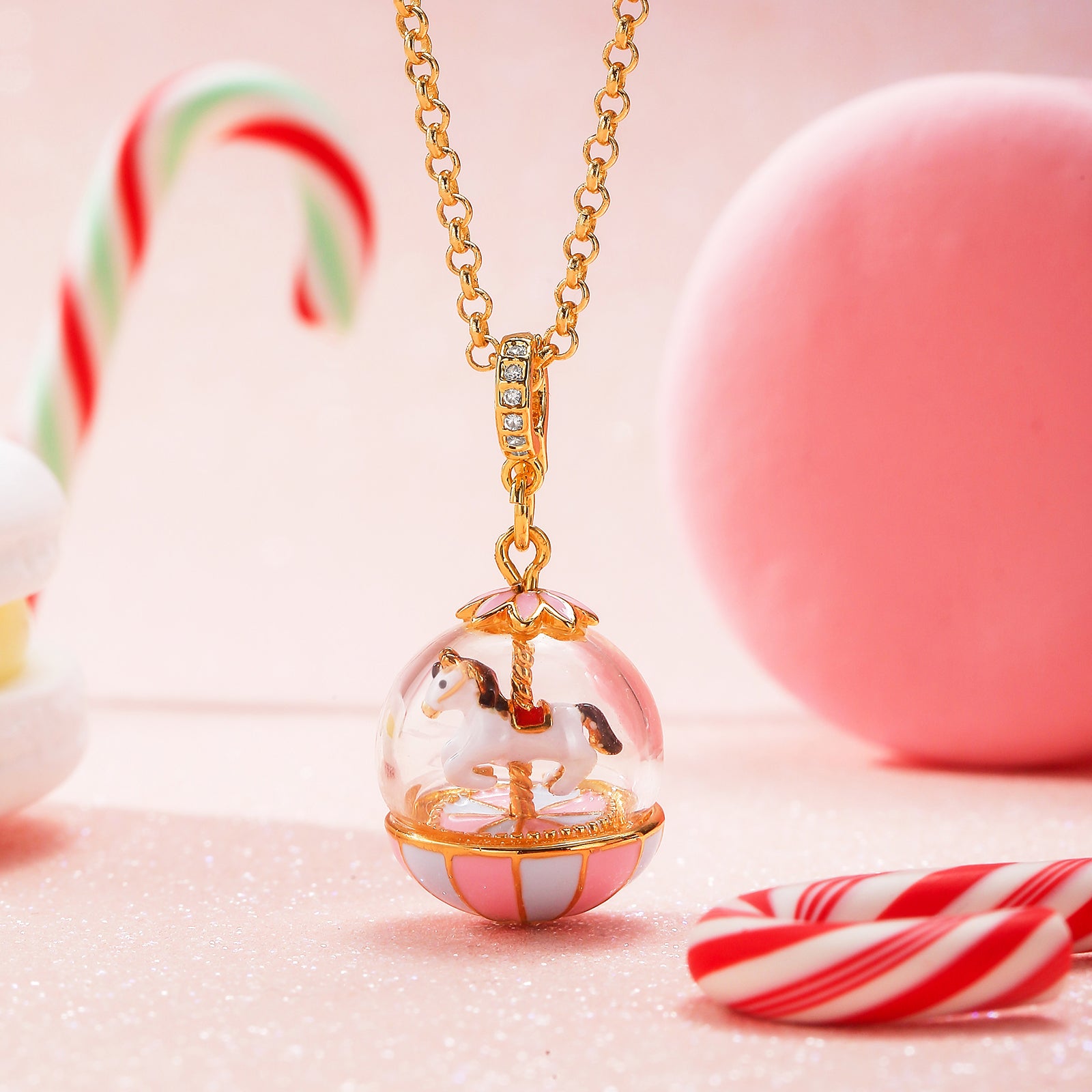 Carousel Globe Necklace Gift For Kids