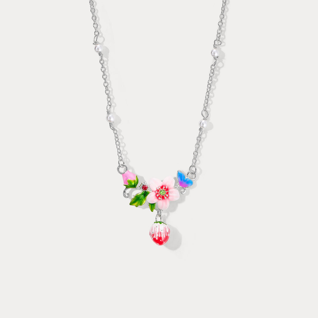 Strawberry Butterfly Necklace