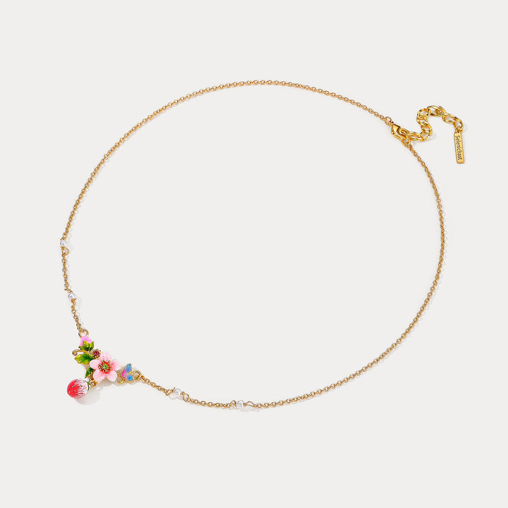 Strawberry Butterfly Necklace