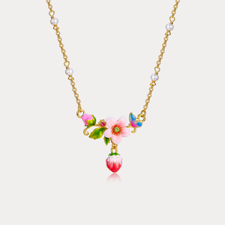Strawberry Butterfly Necklace