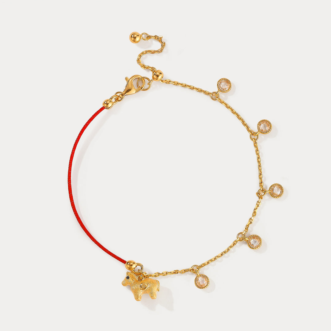 Selenichast Lucky Horse Red String Bracelet