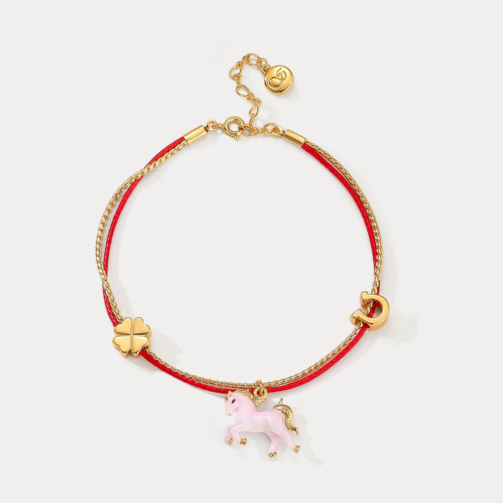 Selenichast Lucky Horse Zodiac Red String Bracelet