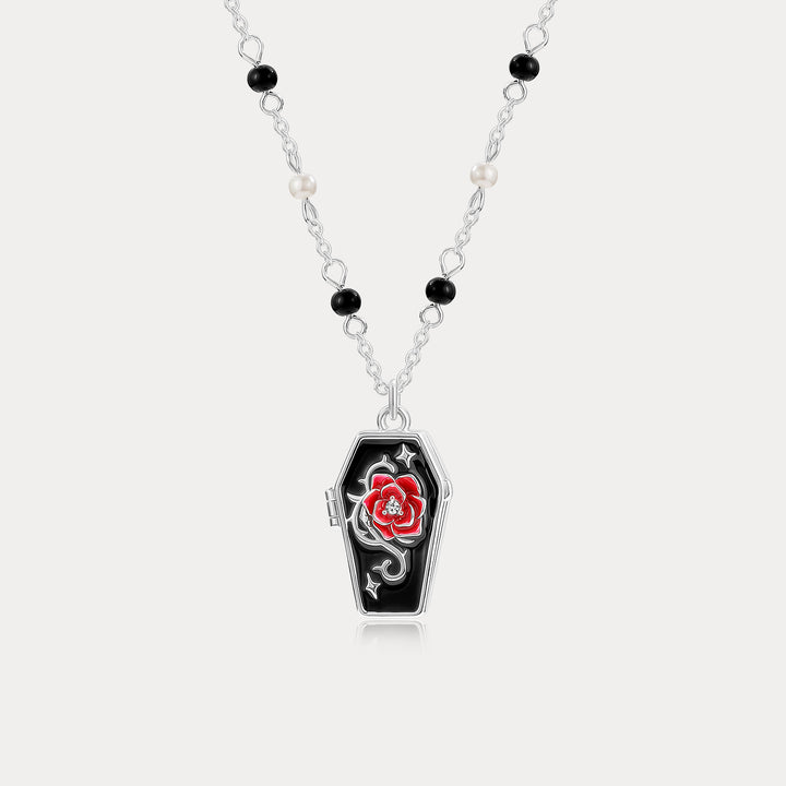 Selenichast Gothic Rose Cross Locket Necklace