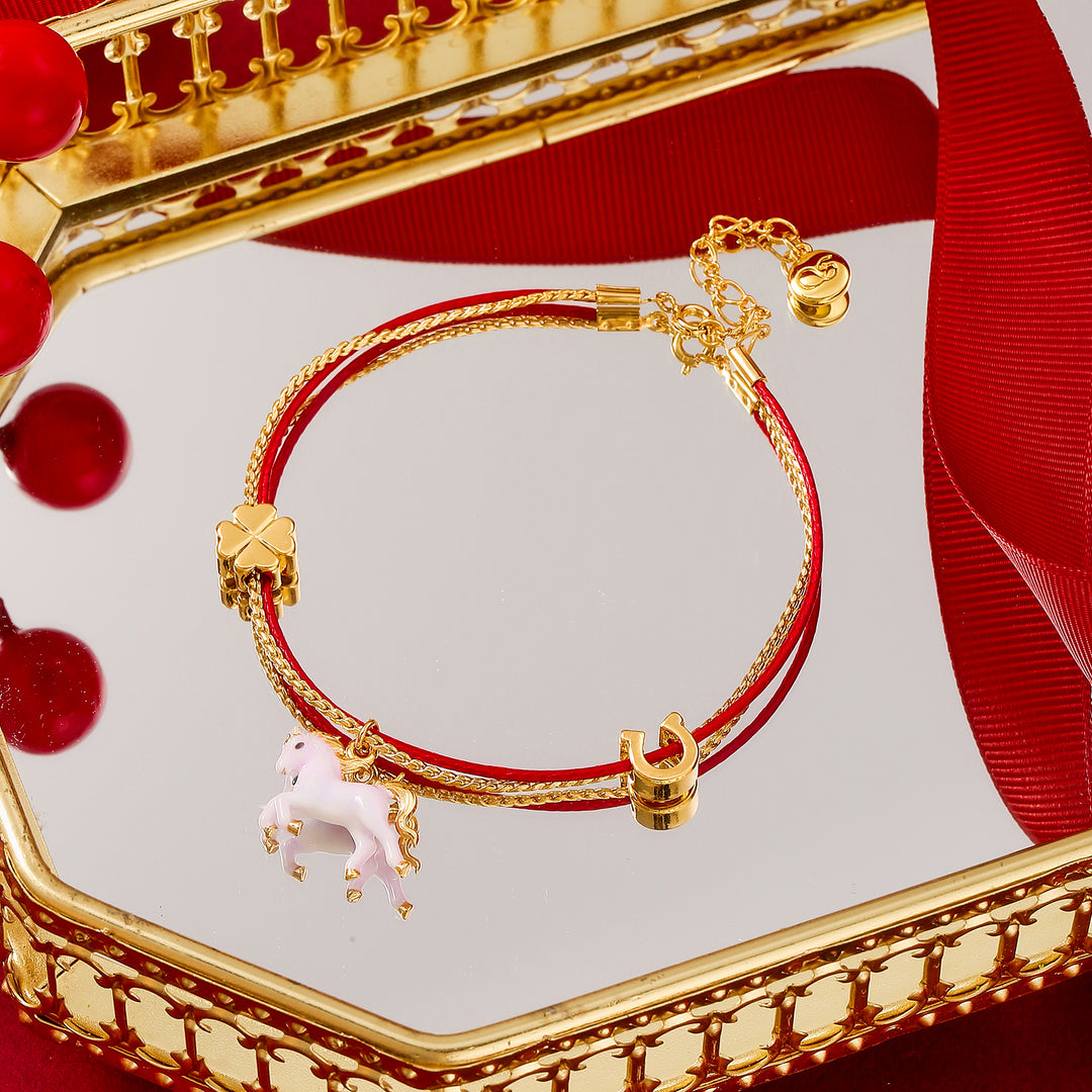Lucky Horse Zodiac Red String Bracelet