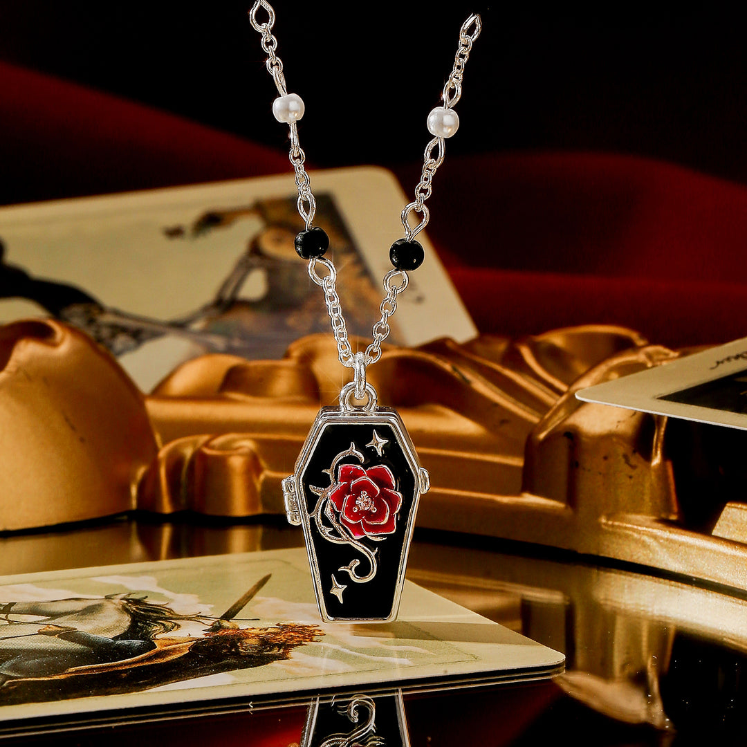 Gothic Rose Cross Locket Necklace