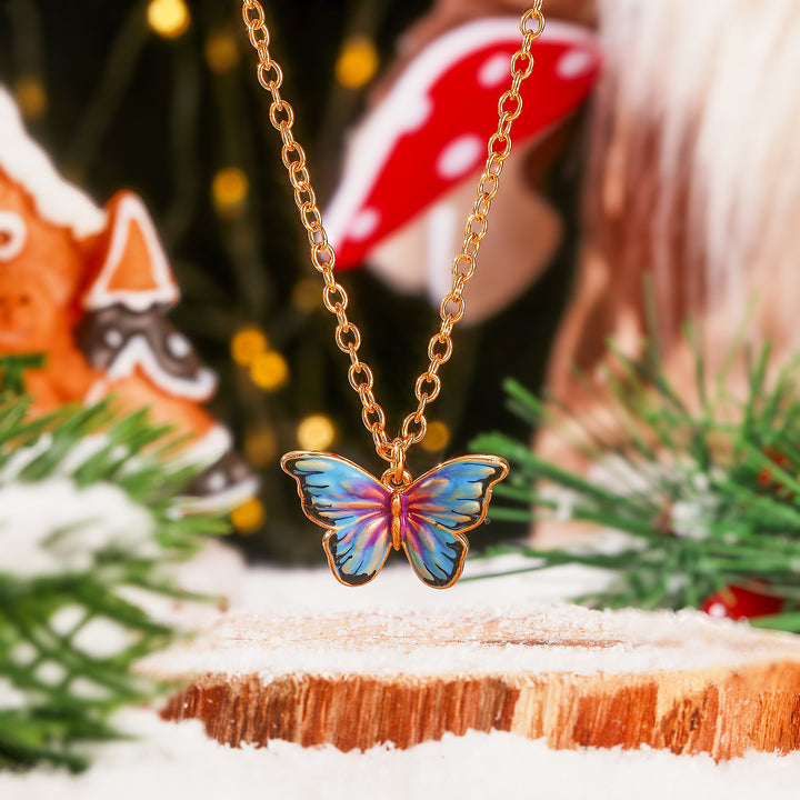 Bluish Violet Butterfly Necklace