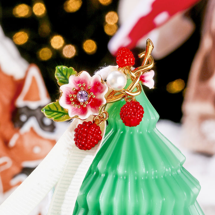 Raspberry Flower Brooch