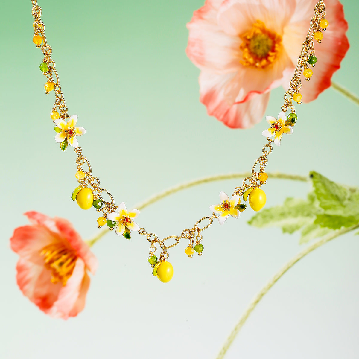 Selenichast Lemon Charm Necklace Summer Necklace