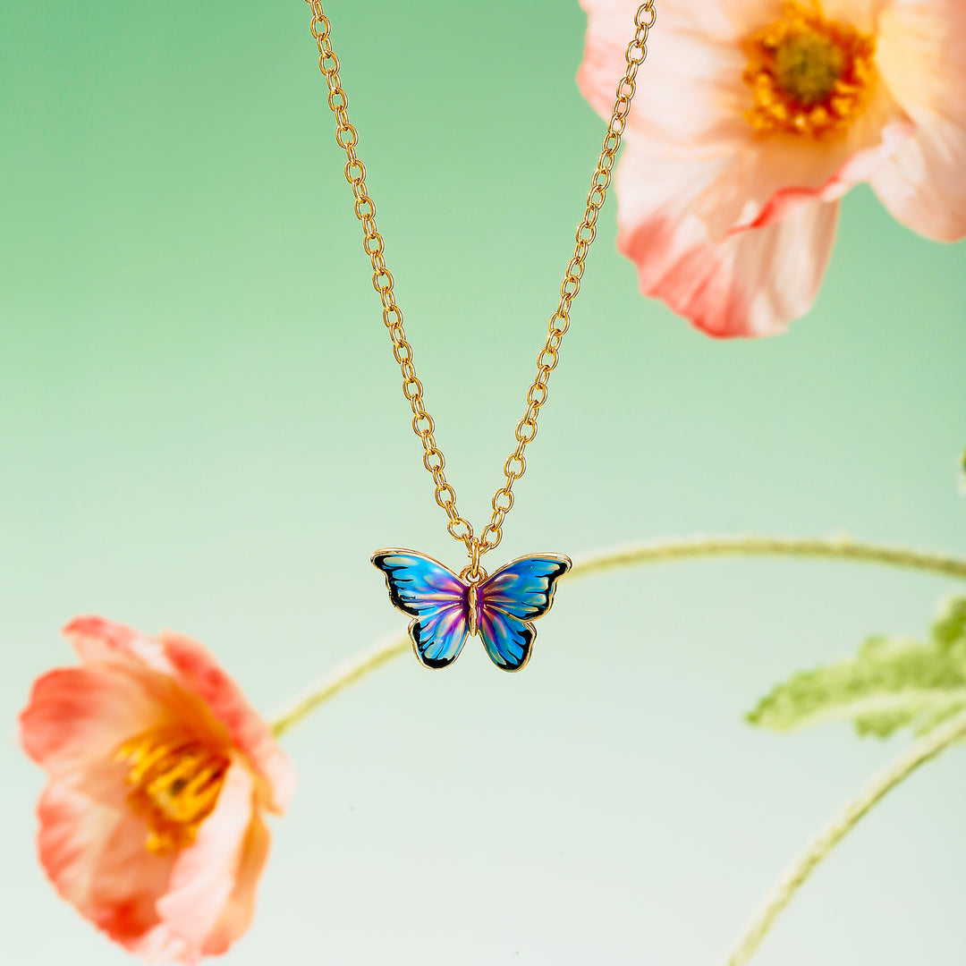 Bluish Violet Butterfly Necklace